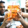 Friends drinking spritz at fashion cocktail bar restaurant - Fri
